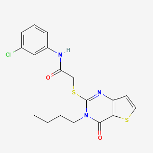 molecular formula C18H18ClN3O2S2 B2538065 2-[(3-butyl-4-oxo-3,4-dihydrothieno[3,2-d]pyrimidin-2-yl)sulfanyl]-N-(3-chlorophenyl)acetamide CAS No. 1252911-86-6