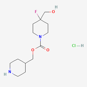 molecular formula C13H24ClFN2O3 B2538069 (Piperidin-4-yl)methyl 4-fluoro-4-(hydroxymethyl)piperidine-1-carboxylate hydrochloride CAS No. 2055841-23-9