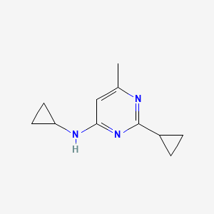 molecular formula C11H15N3 B2538070 N,2-二环丙基-6-甲基嘧啶-4-胺 CAS No. 1876210-52-4