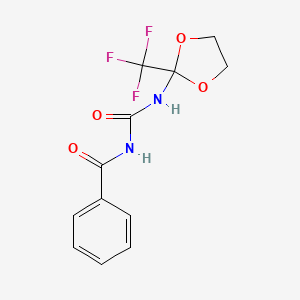 molecular formula C12H11F3N2O4 B2538081 N-((2-(trifluoromethyl)-1,3-dioxolan-2-yl)carbamoyl)benzamide CAS No. 452088-99-2