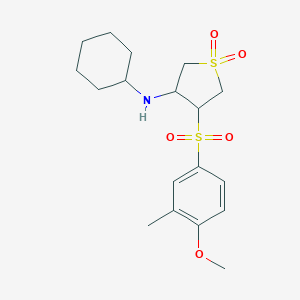 molecular formula C18H27NO5S2 B253809 N-cyclohexyl-4-(4-methoxy-3-methylphenyl)sulfonyl-1,1-dioxothiolan-3-amine 