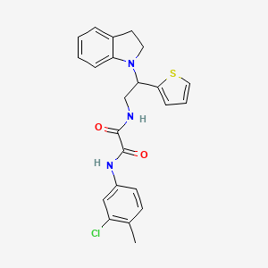 molecular formula C23H22ClN3O2S B2538090 N1-(3-chloro-4-methylphenyl)-N2-(2-(indolin-1-yl)-2-(thiophen-2-yl)ethyl)oxalamide CAS No. 898452-47-6
