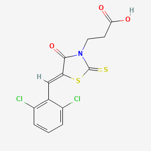 molecular formula C13H9Cl2NO3S2 B2538092 3-[(5Z)-5-(2,6-dichlorobenzylidene)-4-oxo-2-thioxo-1,3-thiazolidin-3-yl]propanoic acid CAS No. 300378-92-1