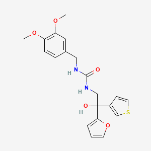 molecular formula C20H22N2O5S B2538103 1-(3,4-Dimethoxybenzyl)-3-(2-(furan-2-yl)-2-hydroxy-2-(thiophen-3-yl)ethyl)urea CAS No. 2034398-45-1