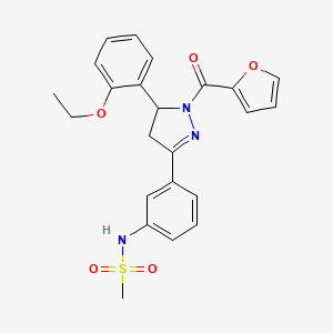 molecular formula C23H23N3O5S B2538109 N-(3-(5-(2-乙氧基苯基)-1-(呋喃-2-羰基)-4,5-二氢-1H-吡唑-3-基)苯基)甲磺酰胺 CAS No. 852141-84-5