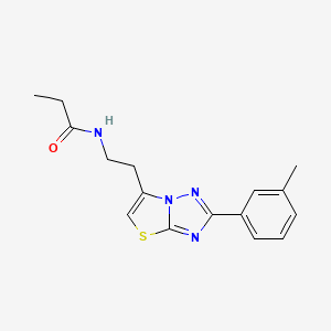molecular formula C16H18N4OS B2538117 N-(2-(2-(m-tolyl)thiazolo[3,2-b][1,2,4]triazol-6-yl)ethyl)propionamide CAS No. 894036-03-4