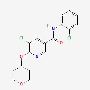 molecular formula C17H16Cl2N2O3 B2538118 5-chloro-N-(2-chlorophenyl)-6-((tetrahydro-2H-pyran-4-yl)oxy)nicotinamide CAS No. 1903811-14-2