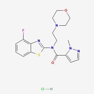 molecular formula C18H21ClFN5O2S B2538125 N-(4-fluorobenzo[d]thiazol-2-yl)-1-methyl-N-(2-morpholinoethyl)-1H-pyrazole-5-carboxamide hydrochloride CAS No. 1189374-76-2