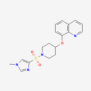 molecular formula C18H20N4O3S B2538131 8-((1-((1-甲基-1H-咪唑-4-基)磺酰基)哌啶-4-基)氧基)喹啉 CAS No. 2034363-59-0