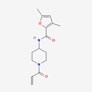 molecular formula C15H20N2O3 B2538133 3,5-Dimethyl-N-(1-prop-2-enoylpiperidin-4-yl)furan-2-carboxamide CAS No. 2189498-84-6