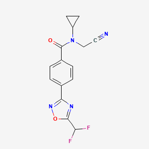 molecular formula C15H12F2N4O2 B2538145 N-(Cyanomethyl)-N-cyclopropyl-4-[5-(difluoromethyl)-1,2,4-oxadiazol-3-yl]benzamide CAS No. 2418673-52-4