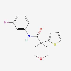 N-(3-fluorophenyl)-4-thiophen-2-yloxane-4-carboxamide