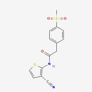 molecular formula C14H12N2O3S2 B2538163 N-(3-cyanothiophen-2-yl)-2-(4-(methylsulfonyl)phenyl)acetamide CAS No. 941930-94-5
