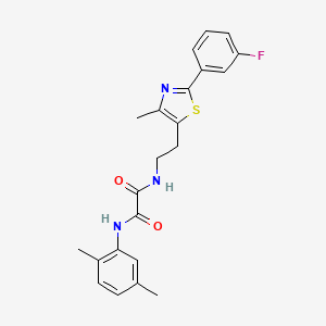 molecular formula C22H22FN3O2S B2538168 N'-(2,5-dimethylphenyl)-N-[2-[2-(3-fluorophenyl)-4-methyl-1,3-thiazol-5-yl]ethyl]oxamide CAS No. 895804-66-7