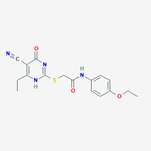 molecular formula C17H18N4O3S B253817 2-[(5-cyano-6-ethyl-4-oxo-1H-pyrimidin-2-yl)sulfanyl]-N-(4-ethoxyphenyl)acetamide 