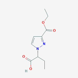 molecular formula C10H14N2O4 B2538173 2-[3-(ethoxycarbonyl)-1H-pyrazol-1-yl]butanoic acid CAS No. 1856024-62-8