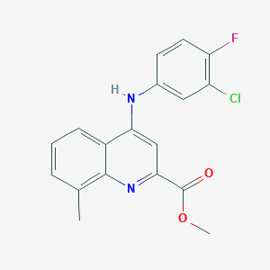 molecular formula C18H14ClFN2O2 B2538174 4-((3-氯-4-氟苯基)氨基)-8-甲基喹啉-2-羧酸甲酯 CAS No. 1207048-33-6