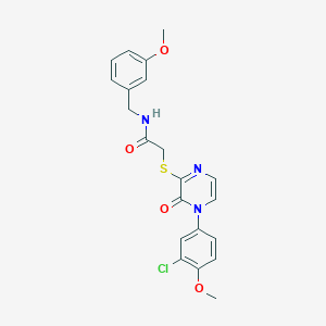 molecular formula C21H20ClN3O4S B2538180 2-((4-(3-chloro-4-methoxyphenyl)-3-oxo-3,4-dihydropyrazin-2-yl)thio)-N-(3-methoxybenzyl)acetamide CAS No. 899988-00-2