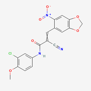 molecular formula C18H12ClN3O6 B2538186 N-(3-chloro-4-methoxyphenyl)-2-cyano-3-(6-nitro-2H-1,3-benzodioxol-5-yl)prop-2-enamide CAS No. 940799-67-7