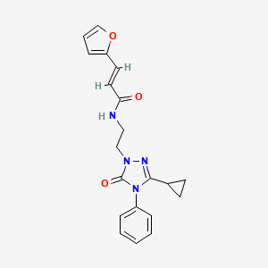 molecular formula C20H20N4O3 B2538188 (E)-N-(2-(3-cyclopropyl-5-oxo-4-phenyl-4,5-dihydro-1H-1,2,4-triazol-1-yl)ethyl)-3-(furan-2-yl)acrylamide CAS No. 1396890-43-9