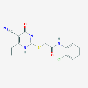 molecular formula C15H13ClN4O2S B253820 N-(2-chlorophenyl)-2-[(5-cyano-6-ethyl-4-oxo-1H-pyrimidin-2-yl)sulfanyl]acetamide 