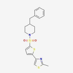 molecular formula C20H22N2O2S3 B2538204 4-(5-((4-Benzylpiperidin-1-yl)sulfonyl)thiophen-2-yl)-2-methylthiazole CAS No. 941234-60-2