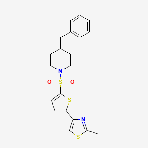 molecular formula C20H22N2O2S3 B2538204 4-(5-((4-苄基哌啶-1-基)磺酰基)噻吩-2-基)-2-甲基噻唑 CAS No. 941234-60-2