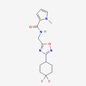 molecular formula C15H18F2N4O2 B2538206 N-((3-(4,4-difluorocyclohexyl)-1,2,4-oxadiazol-5-yl)methyl)-1-methyl-1H-pyrrole-2-carboxamide CAS No. 2034518-62-0