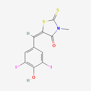 molecular formula C11H7I2NO2S2 B2538208 (5E)-5-[(4-羟基-3,5-二碘苯基)亚甲基]-3-甲基-2-硫代亚甲基-1,3-噻唑烷-4-酮 CAS No. 392249-14-8