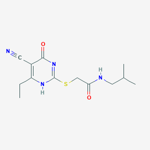 2-[(5-cyano-6-ethyl-4-oxo-1H-pyrimidin-2-yl)sulfanyl]-N-(2-methylpropyl)acetamide