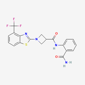 molecular formula C19H15F3N4O2S B2538210 N-(2-carbamoylphenyl)-1-(4-(trifluoromethyl)benzo[d]thiazol-2-yl)azetidine-3-carboxamide CAS No. 1396793-70-6