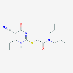 2-[(5-cyano-6-ethyl-4-oxo-1H-pyrimidin-2-yl)sulfanyl]-N,N-dipropylacetamide