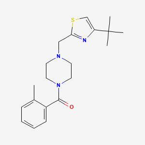 molecular formula C20H27N3OS B2538220 (4-((4-(叔丁基)噻唑-2-基)甲基)哌嗪-1-基)(邻甲苯基)甲酮 CAS No. 1105222-64-7