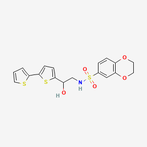 molecular formula C18H17NO5S3 B2538226 N-(2-{[2,2'-bithiophène]-5-yl}-2-hydroxyethyl)-2,3-dihydro-1,4-benzodioxine-6-sulfonamide CAS No. 2097925-62-5