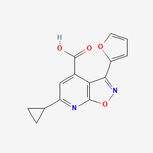 molecular formula C14H10N2O4 B2538228 6-Cyclopropyl-3-(furan-2-yl)-[1,2]oxazolo[5,4-b]pyridine-4-carboxylic acid CAS No. 953735-59-6