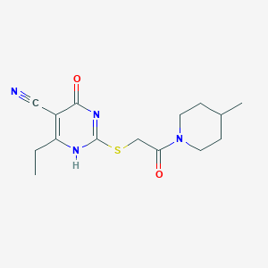 molecular formula C15H20N4O2S B253823 6-ethyl-2-[2-(4-methylpiperidin-1-yl)-2-oxoethyl]sulfanyl-4-oxo-1H-pyrimidine-5-carbonitrile 