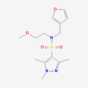 molecular formula C14H21N3O4S B2538232 N-(furan-3-ylmethyl)-N-(2-methoxyethyl)-1,3,5-trimethyl-1H-pyrazole-4-sulfonamide CAS No. 1448122-98-2