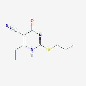 molecular formula C10H13N3OS B253824 6-ethyl-4-oxo-2-propylsulfanyl-1H-pyrimidine-5-carbonitrile 