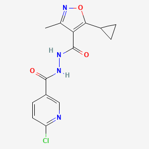 molecular formula C14H13ClN4O3 B2538249 6-chloro-N'-(5-cyclopropyl-3-methyl-1,2-oxazole-4-carbonyl)pyridine-3-carbohydrazide CAS No. 1787956-42-6