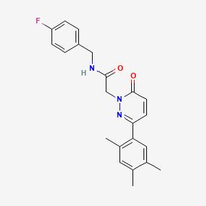 molecular formula C22H22FN3O2 B2538253 N-[(4-fluorophenyl)methyl]-2-[6-oxo-3-(2,4,5-trimethylphenyl)-1,6-dihydropyridazin-1-yl]acetamide CAS No. 941973-57-5