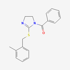 molecular formula C18H18N2OS B2538254 (2-((2-methylbenzyl)thio)-4,5-dihydro-1H-imidazol-1-yl)(phenyl)methanone CAS No. 851800-97-0