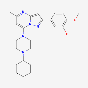 molecular formula C25H33N5O2 B2538259 7-(4-环己基哌嗪-1-基)-2-(3,4-二甲氧基苯基)-5-甲基吡唑并[1,5-a]嘧啶 CAS No. 1015580-03-6