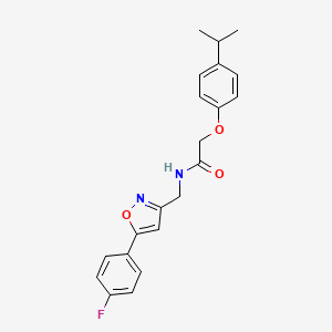 molecular formula C21H21FN2O3 B2538272 N-((5-(4-fluorophenyl)isoxazol-3-yl)methyl)-2-(4-isopropylphenoxy)acetamide CAS No. 953181-45-8