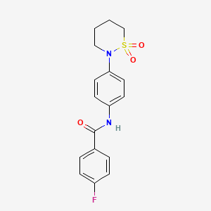 molecular formula C17H17FN2O3S B2538278 N-[4-(1,1-dioxothiazinan-2-yl)phenyl]-4-fluorobenzamide CAS No. 899979-64-7