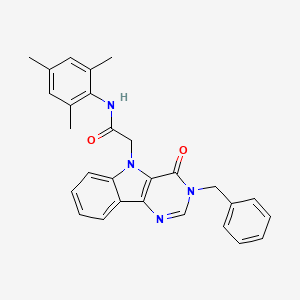 molecular formula C28H26N4O2 B2538286 2-(3-benzyl-4-oxo-3,4-dihydro-5H-pyrimido[5,4-b]indol-5-yl)-N-(2,4,6-trimethylphenyl)acetamide CAS No. 1189675-79-3