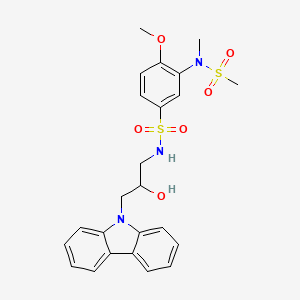 molecular formula C24H27N3O6S2 B2538297 N-(3-(9H-carbazol-9-yl)-2-hydroxypropyl)-4-methoxy-3-(N-methylmethylsulfonamido)benzenesulfonamide CAS No. 1021208-32-1