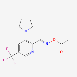 molecular formula C14H16F3N3O2 B2538298 2-[(Acetyloxy)ethanimidoyl]-3-(1-pyrrolidinyl)-5-(trifluoromethyl)pyridine CAS No. 882747-20-8