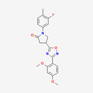 molecular formula C21H20FN3O4 B2538302 4-[3-(2,4-Dimethoxyphenyl)-1,2,4-oxadiazol-5-yl]-1-(3-fluoro-4-methylphenyl)pyrrolidin-2-one CAS No. 941998-29-4