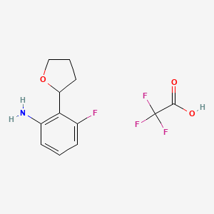 molecular formula C12H13F4NO3 B2538303 3-Fluoro-2-(oxolan-2-yl)aniline;2,2,2-trifluoroacetic acid CAS No. 2228811-38-7