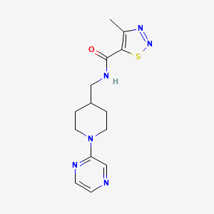 molecular formula C14H18N6OS B2538306 4-甲基-N-((1-(吡嗪-2-基)哌啶-4-基)甲基)-1,2,3-噻二唑-5-甲酰胺 CAS No. 1396867-40-5